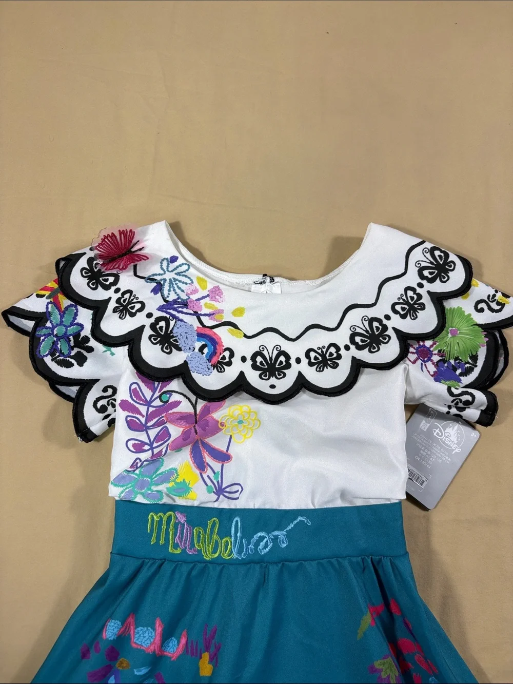 Disney Teal & White Floral Tiered Girls' Costume Dress